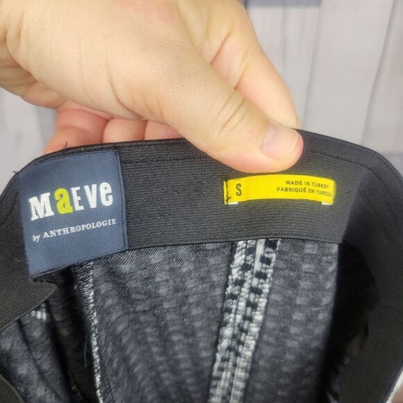 Maeve The Margot Cropped Kick Flare Pants Plaid Black White Size Small - Picture 8 of 8